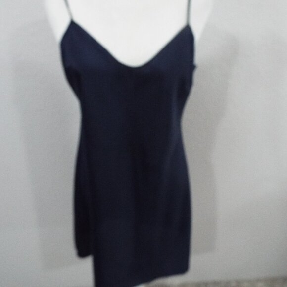 J Crew Navy Mini Navy Satin Slip Dress Adjustable Straps Sweetheart Neck Size 10 - Picture 2 of 10